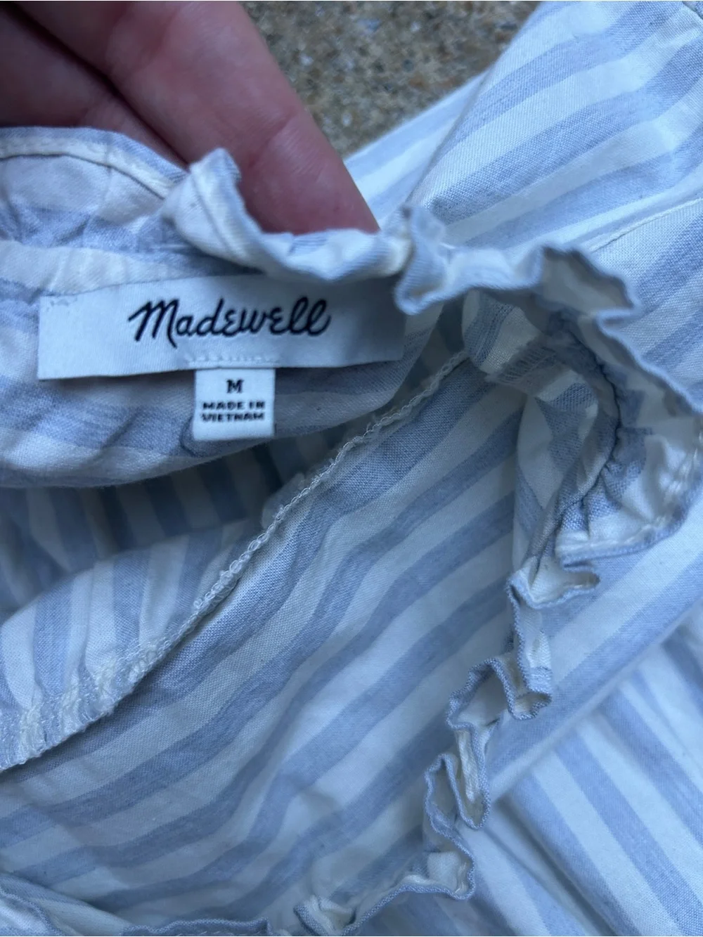 Madewell 100% Cotton Striped Peasant Blouse Blue & White Stripe Size Medium